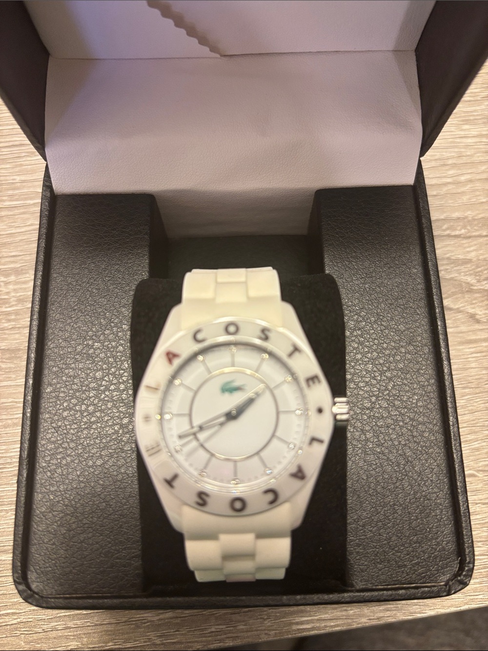 Lacoste White Silicone Ladies Watch with Green Logo